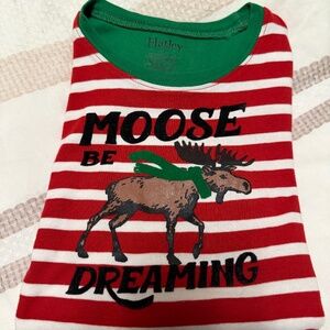 Hatley Moose Red, White and Green PJ stretch top